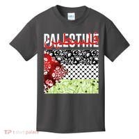 Support Palestine Flag Traditional Keffiyeh Floral Patterns Kids T-Shirt thumb 0