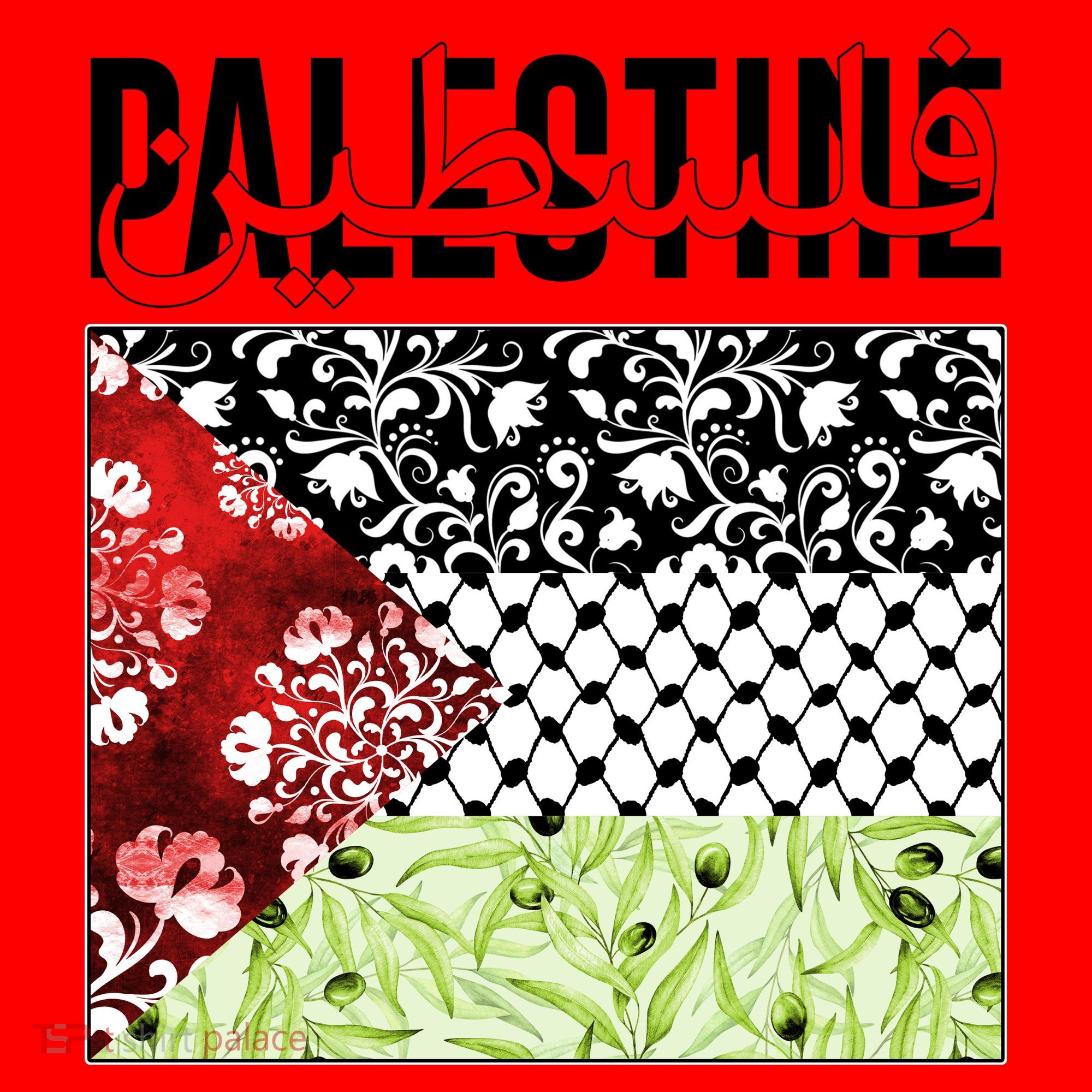 Support Palestine Flag Traditional Keffiyeh Floral Patterns Santa Hat