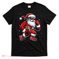 Santa Playing Football Christmas Football Players T-Shirt thumb 0
