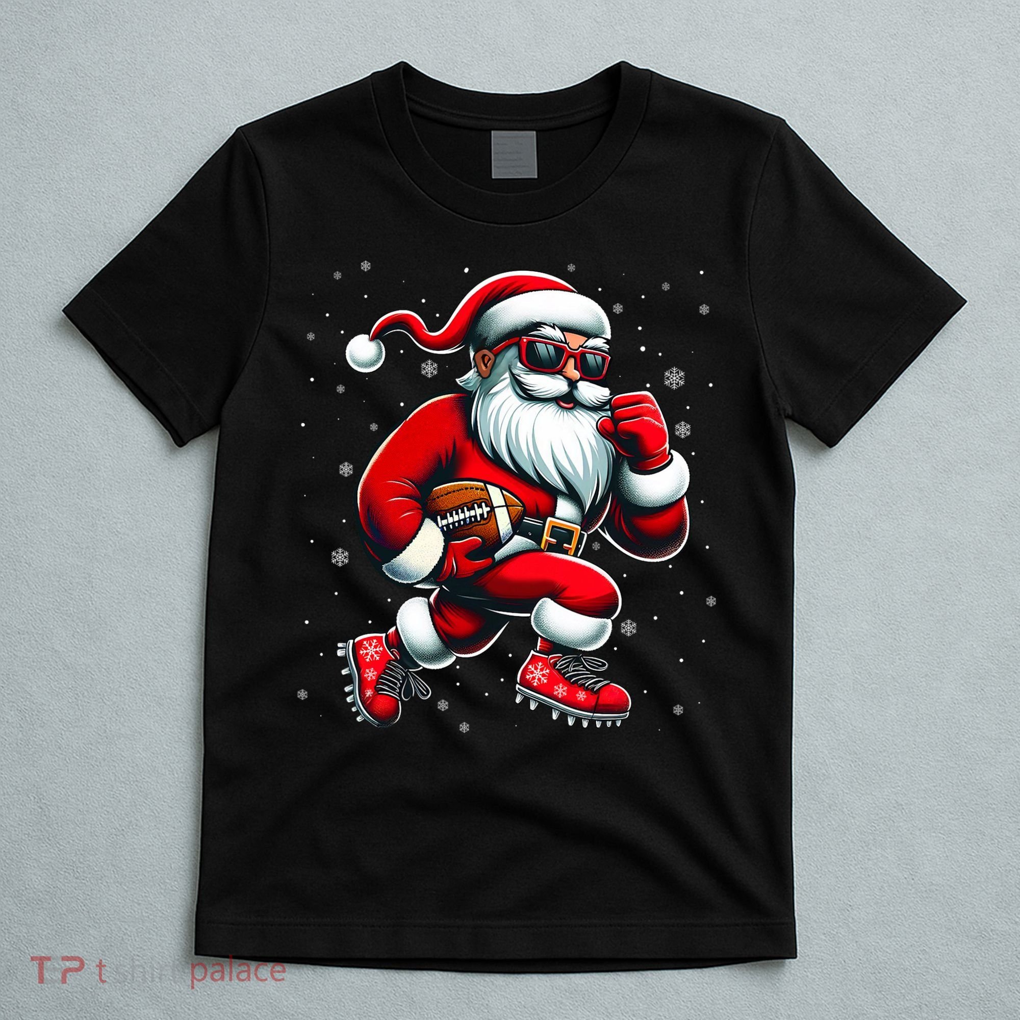 Santa Playing Football Christmas Football Players T-Shirt