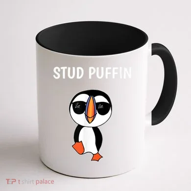 Stud Puffin Funny Bird Coffee Mug back