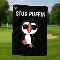 Stud Puffin Funny Bird Golf Towel thumb 1