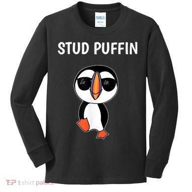 Stud Puffin Funny Bird Kids Long Sleeve Shirt
