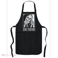 Stay Positive Funny Skeleton Be Positive Skull Halloween Apron thumb 0