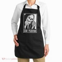 Stay Positive Funny Skeleton Be Positive Skull Halloween Apron thumb 2
