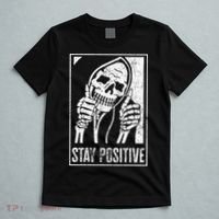 Stay Positive Funny Skeleton Be Positive Skull Halloween T-Shirt thumb 5