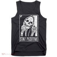 Stay Positive Funny Skeleton Be Positive Skull Halloween Tank Top thumb 0