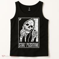 Stay Positive Funny Skeleton Be Positive Skull Halloween Tank Top thumb 2