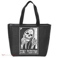 Stay Positive Funny Skeleton Be Positive Skull Halloween Tote Bag thumb 0