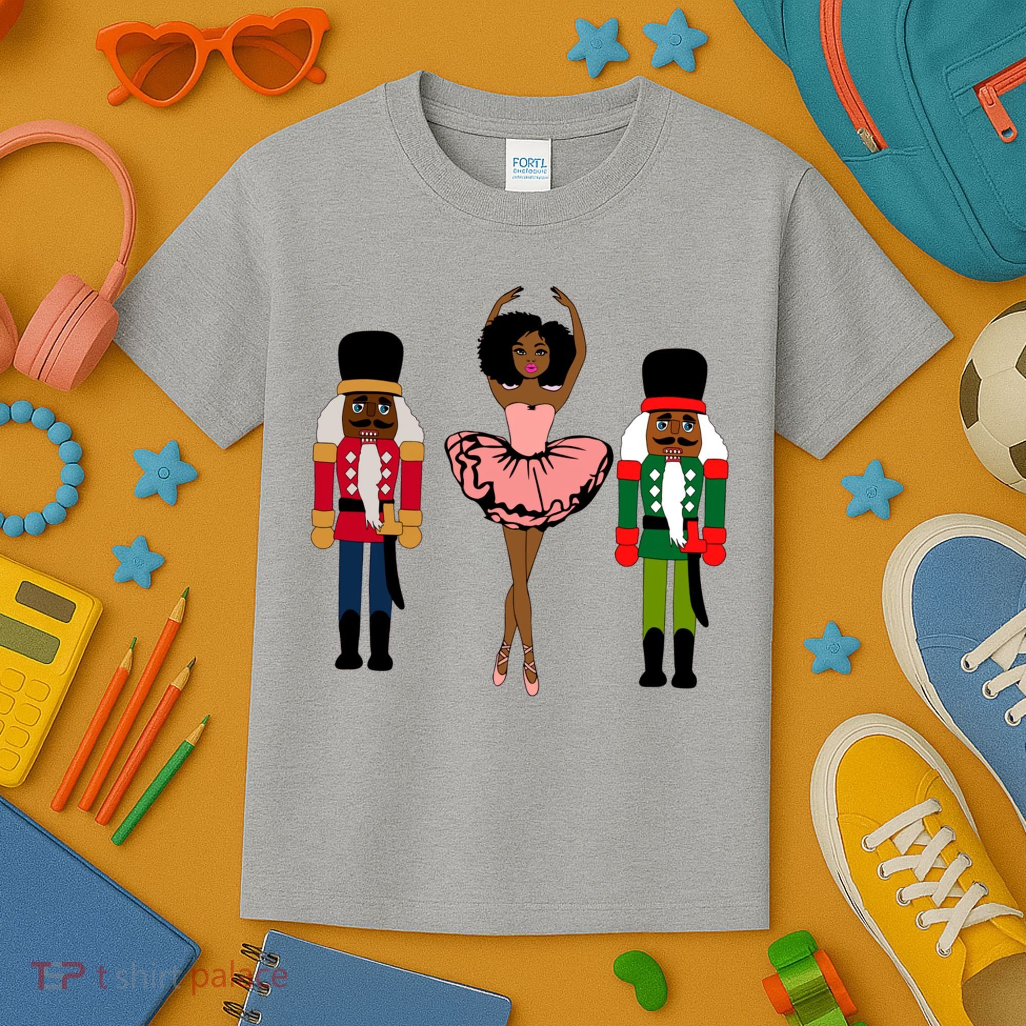 Sugar Plum Fairy Black Nutcracker Christmas African American Kids T-Shirt