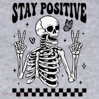 Stay Positive Funny Halloween Skeleton Peace Spooky Season Funny Gift Women's Sweatshirt thumb 2