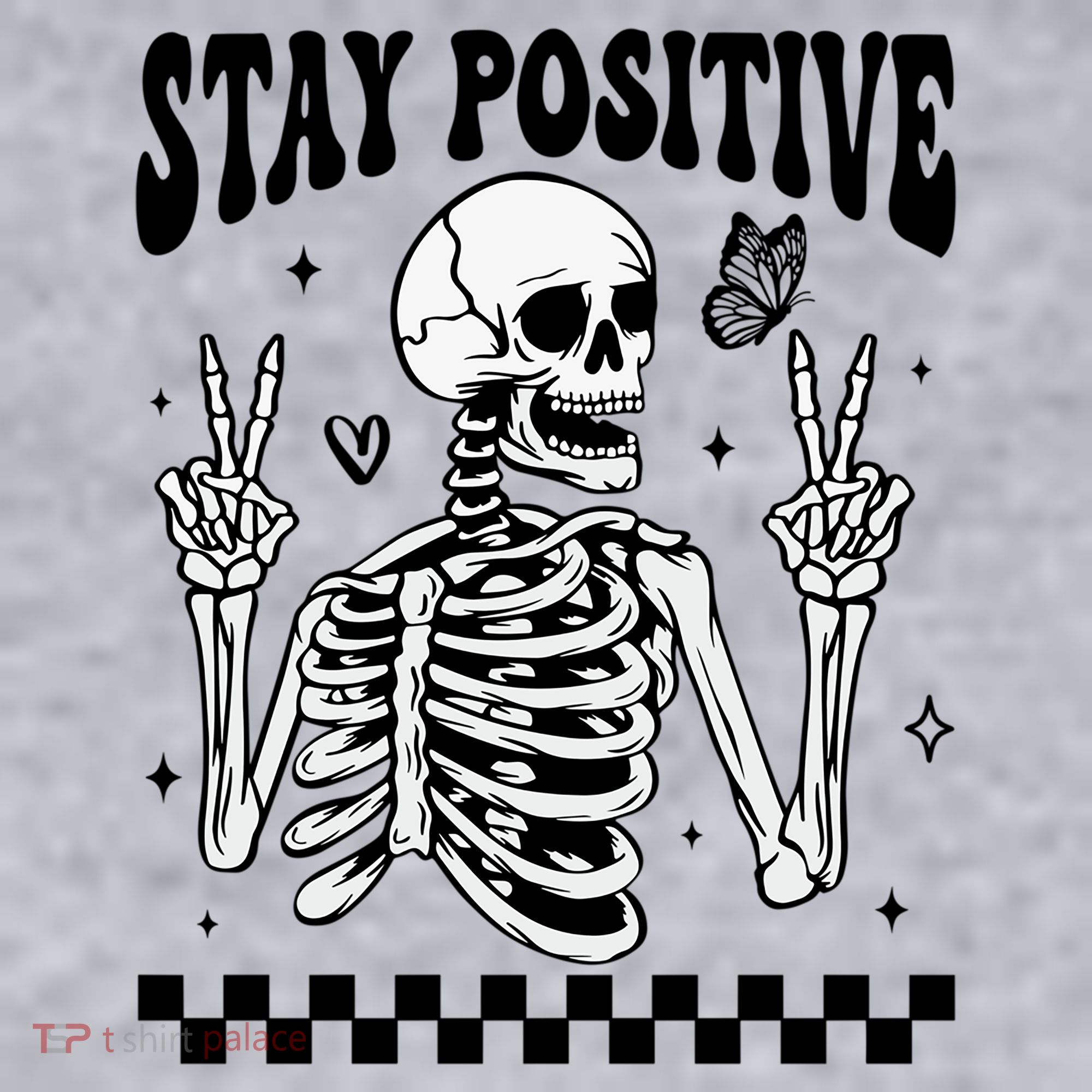 Stay Positive Funny Halloween Skeleton Peace Spooky Season Funny Gift Women's Sweatshirt