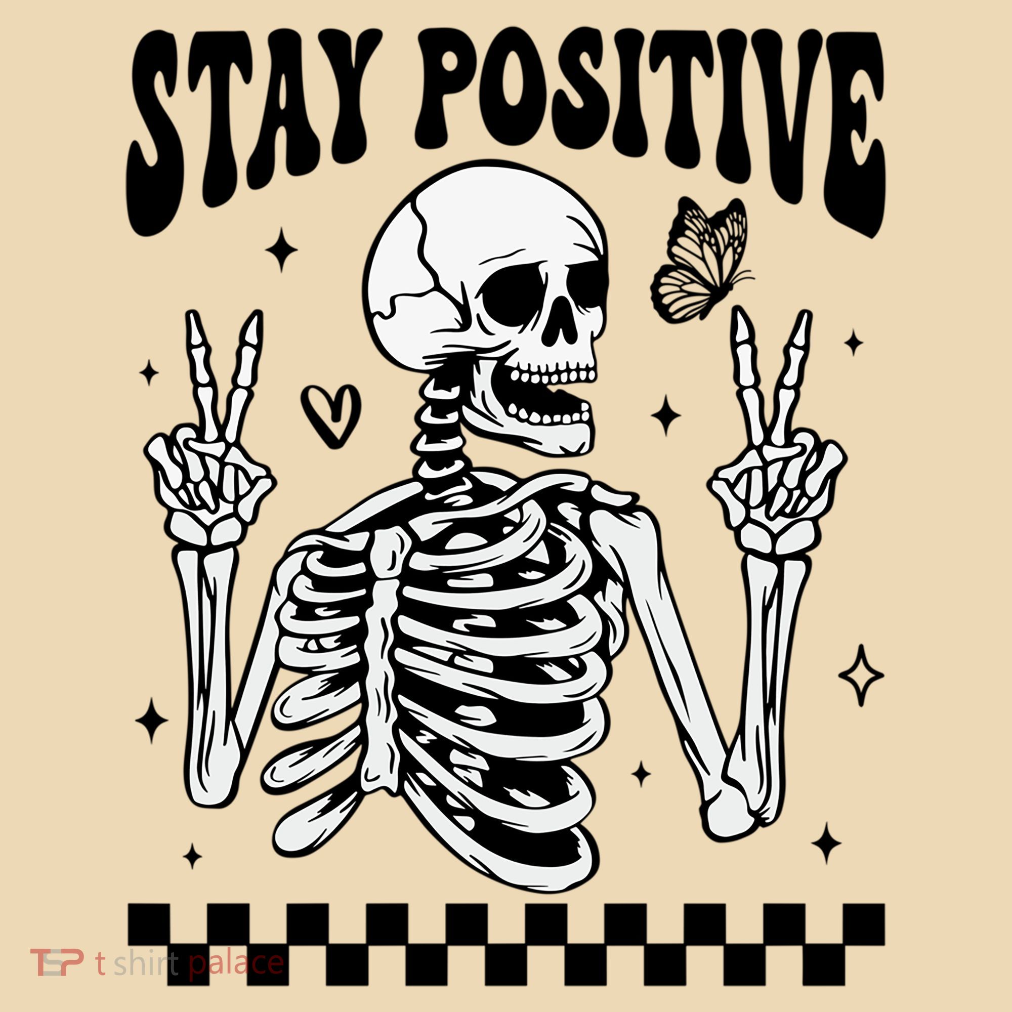 Stay Positive Funny Halloween Skeleton Peace Spooky Season Funny Gift Tote Bag