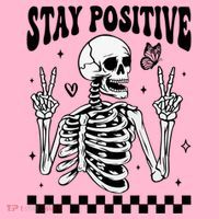 Stay Positive Funny Halloween Skeleton Peace Spooky Season Funny Gift Coaster thumb 2