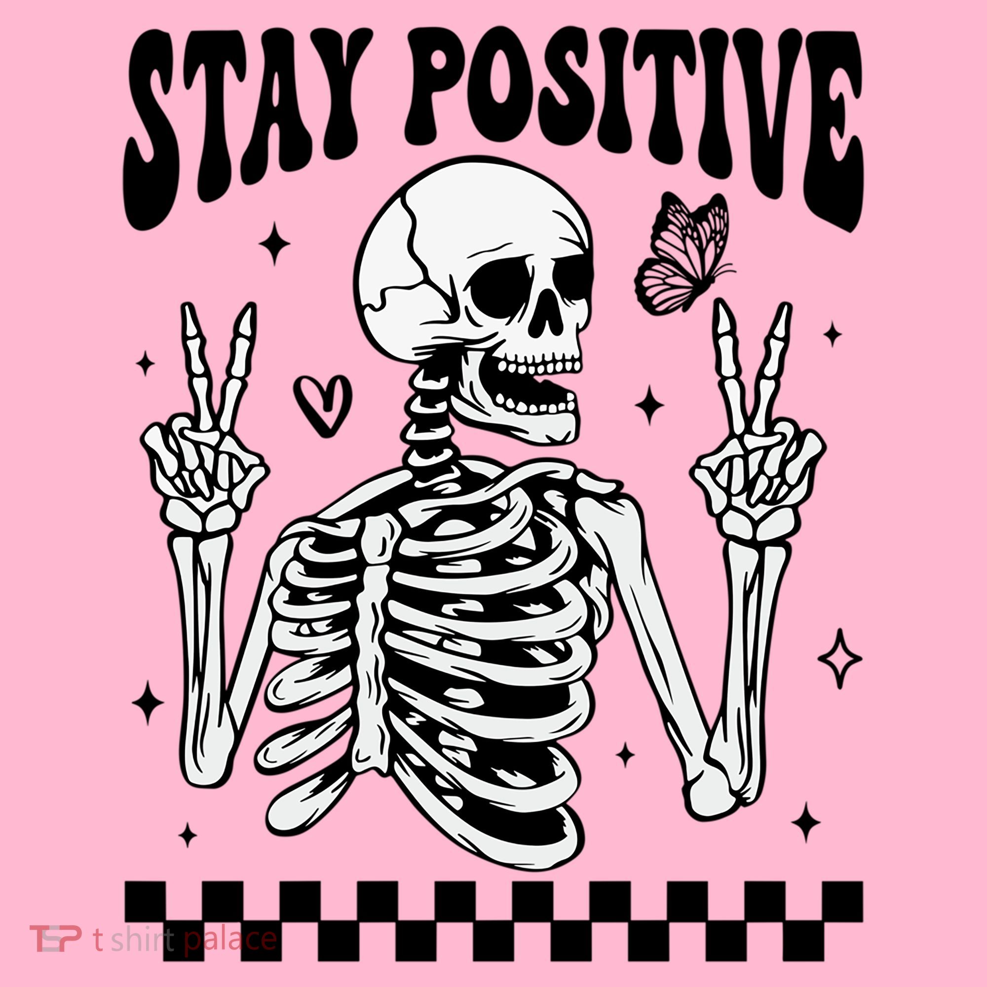 Stay Positive Funny Halloween Skeleton Peace Spooky Season Funny Gift Coaster