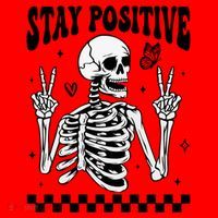 Stay Positive Funny Halloween Skeleton Peace Spooky Season Funny Gift Santa Hat thumb 1