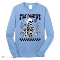 Stay Positive Funny Halloween Skeleton Peace Spooky Season Funny Gift Long Sleeve Shirt thumb 0