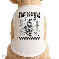 Stay Positive Funny Halloween Skeleton Peace Spooky Season Funny Gift Doggie Tank thumb 0