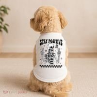 Stay Positive Funny Halloween Skeleton Peace Spooky Season Funny Gift Doggie Tank thumb 2