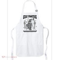Stay Positive Funny Halloween Skeleton Peace Spooky Season Funny Gift Apron thumb 0