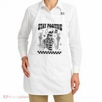 Stay Positive Funny Halloween Skeleton Peace Spooky Season Funny Gift Apron thumb 2