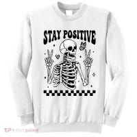 Stay Positive Funny Halloween Skeleton Peace Spooky Season Funny Gift Sweatshirt thumb 0