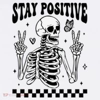 Stay Positive Funny Halloween Skeleton Peace Spooky Season Funny Gift Sweatshirt thumb 3