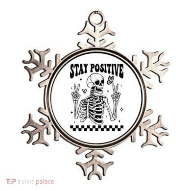 Stay Positive Funny Halloween Skeleton Peace Spooky Season Funny Gift Ornament