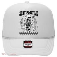 Stay Positive Funny Halloween Skeleton Peace Spooky Season Funny Gift Hat thumb 0