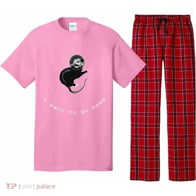 Space Possum Funny Introvert Anxiety Outer Space Pajama Set
