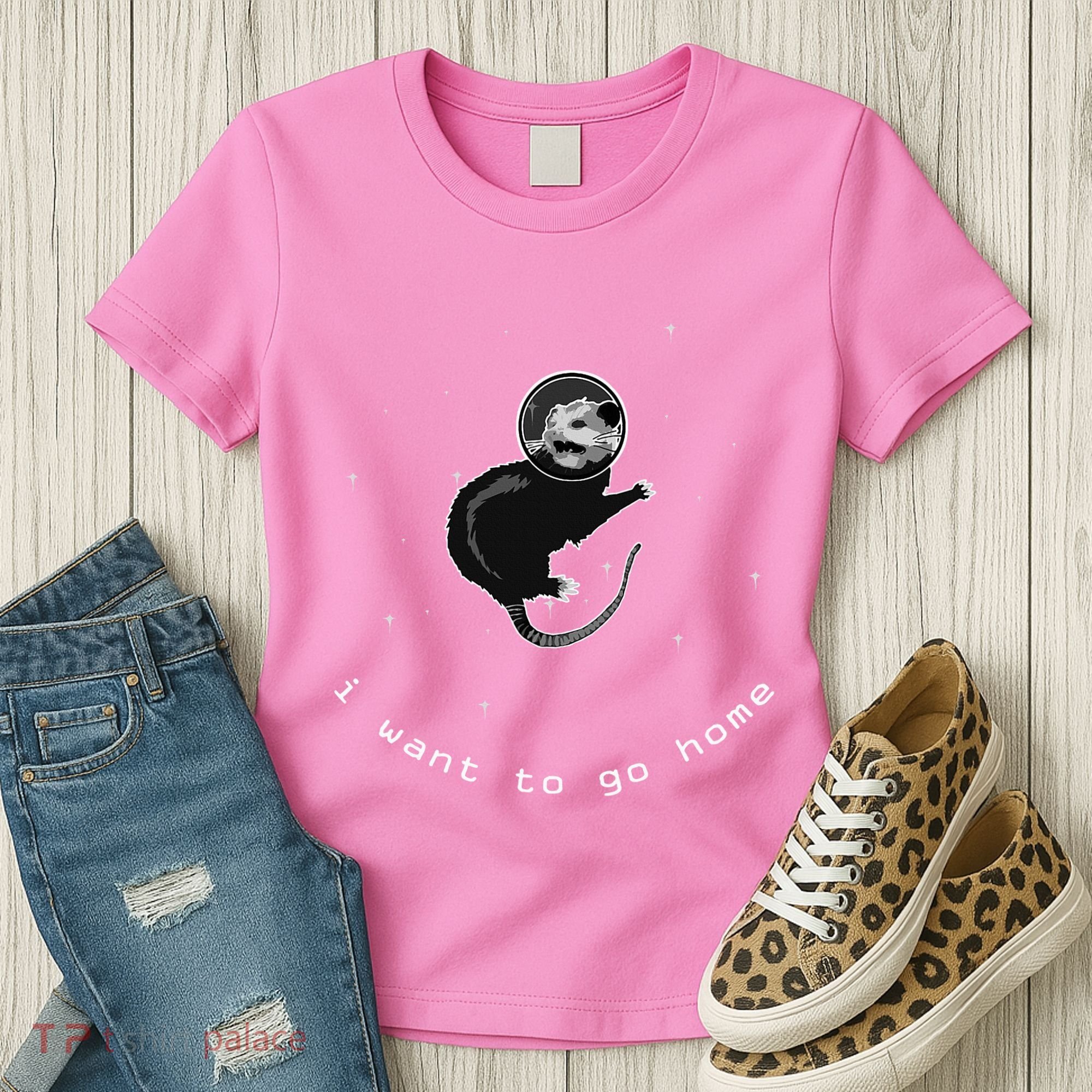 Space Possum Funny Introvert Anxiety Outer Space Women's T-Shirt