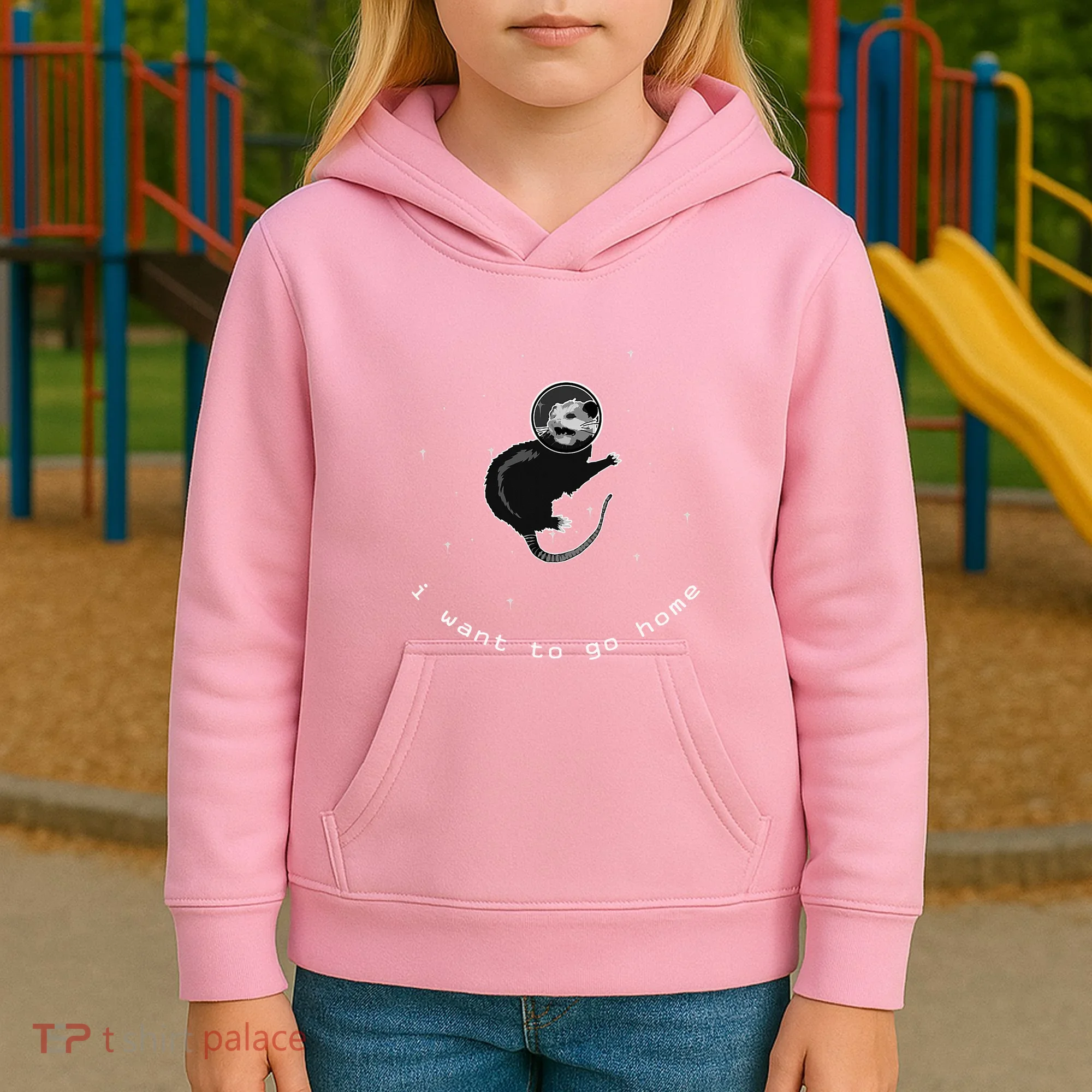 Space Possum Funny Introvert Anxiety Outer Space Kids Hoodie