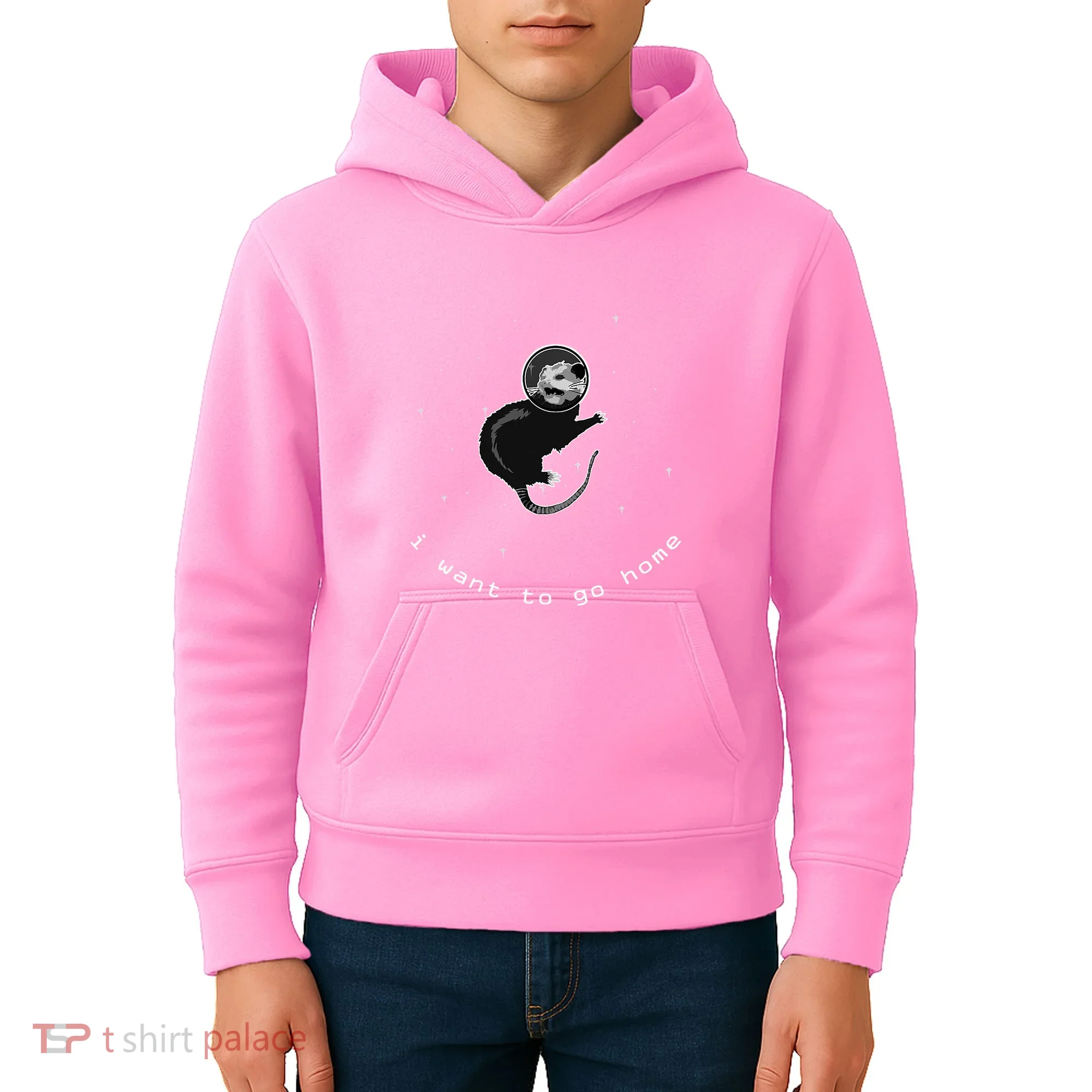 Space Possum Funny Introvert Anxiety Outer Space Kids Hoodie