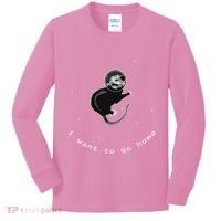 Space Possum Funny Introvert Anxiety Outer Space Kids Long Sleeve Shirt thumb 0