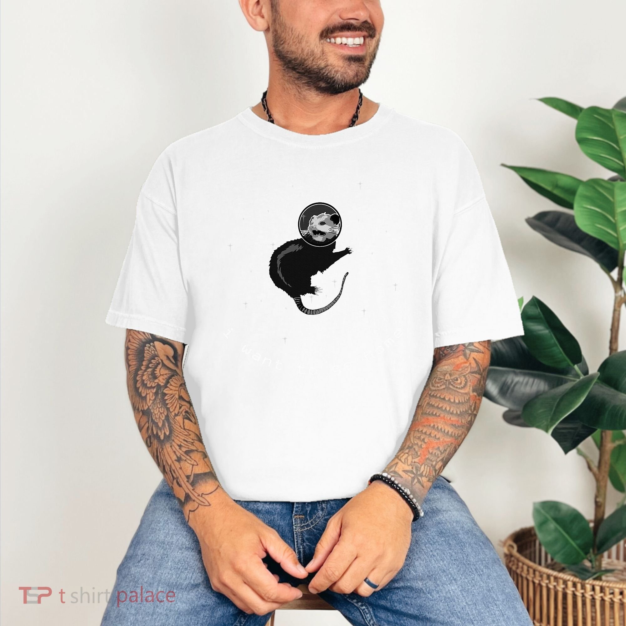 Space Possum Funny Introvert Anxiety Outer Space Comfort Colors T-Shirt