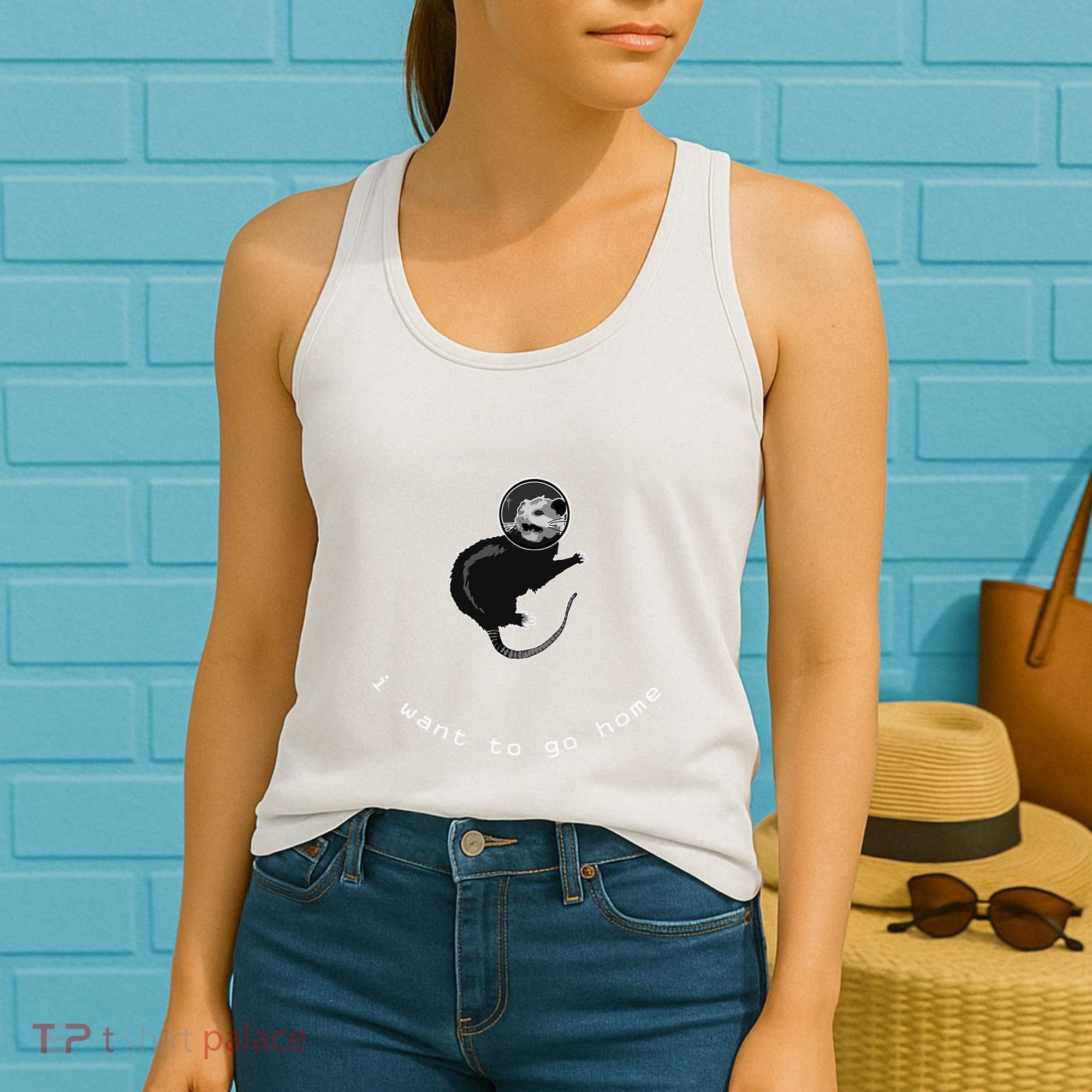 Space Possum Funny Introvert Anxiety Outer Space Women's Tank Top