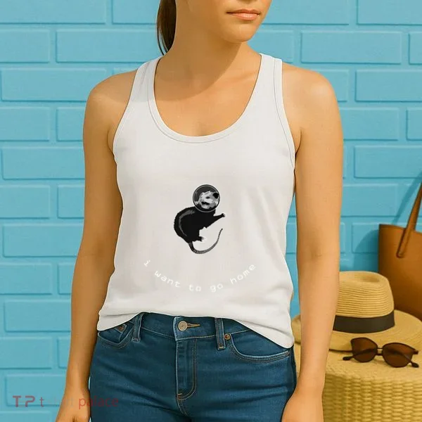 Space Possum Funny Introvert Anxiety Outer Space Women's Tank Top
