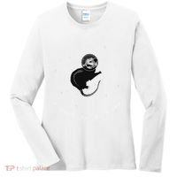Space Possum Funny Introvert Anxiety Outer Space Women's Long Sleeve Shirt thumb 0
