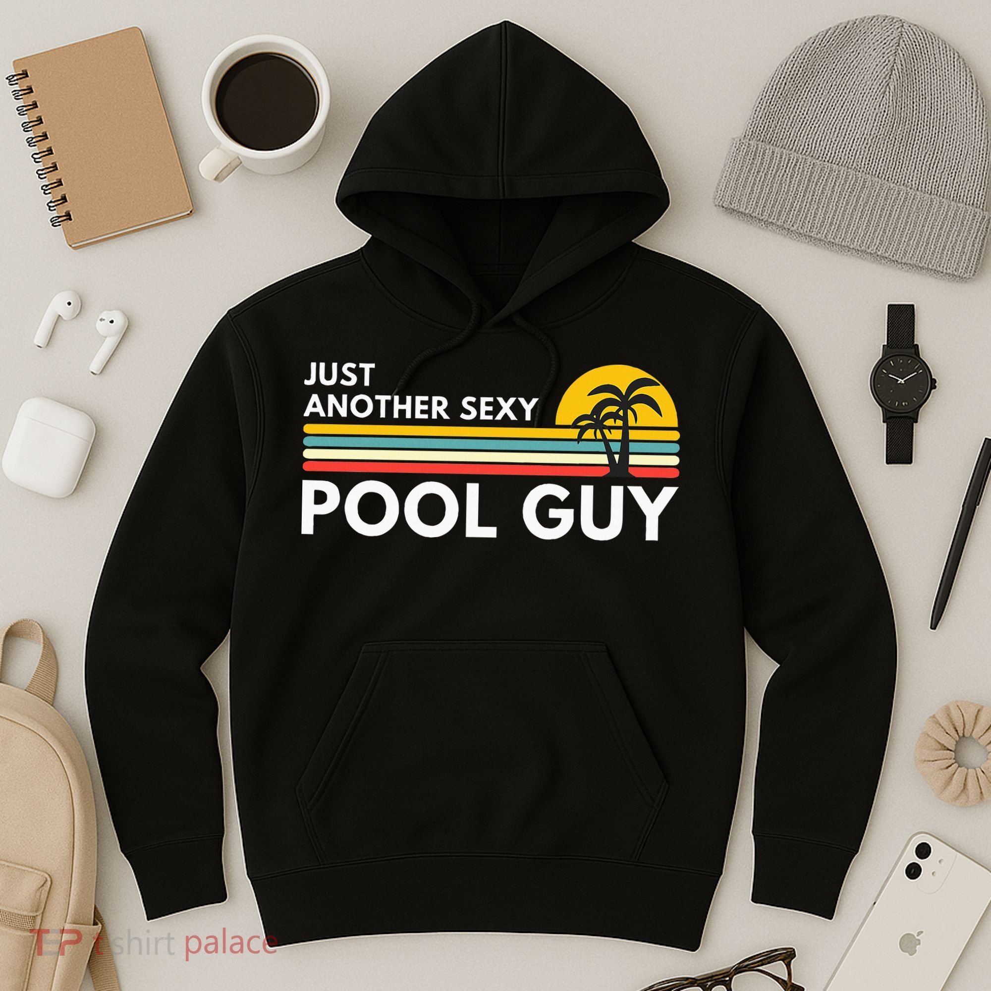 Sexy Pool Guy Palm Tree Hoodie
