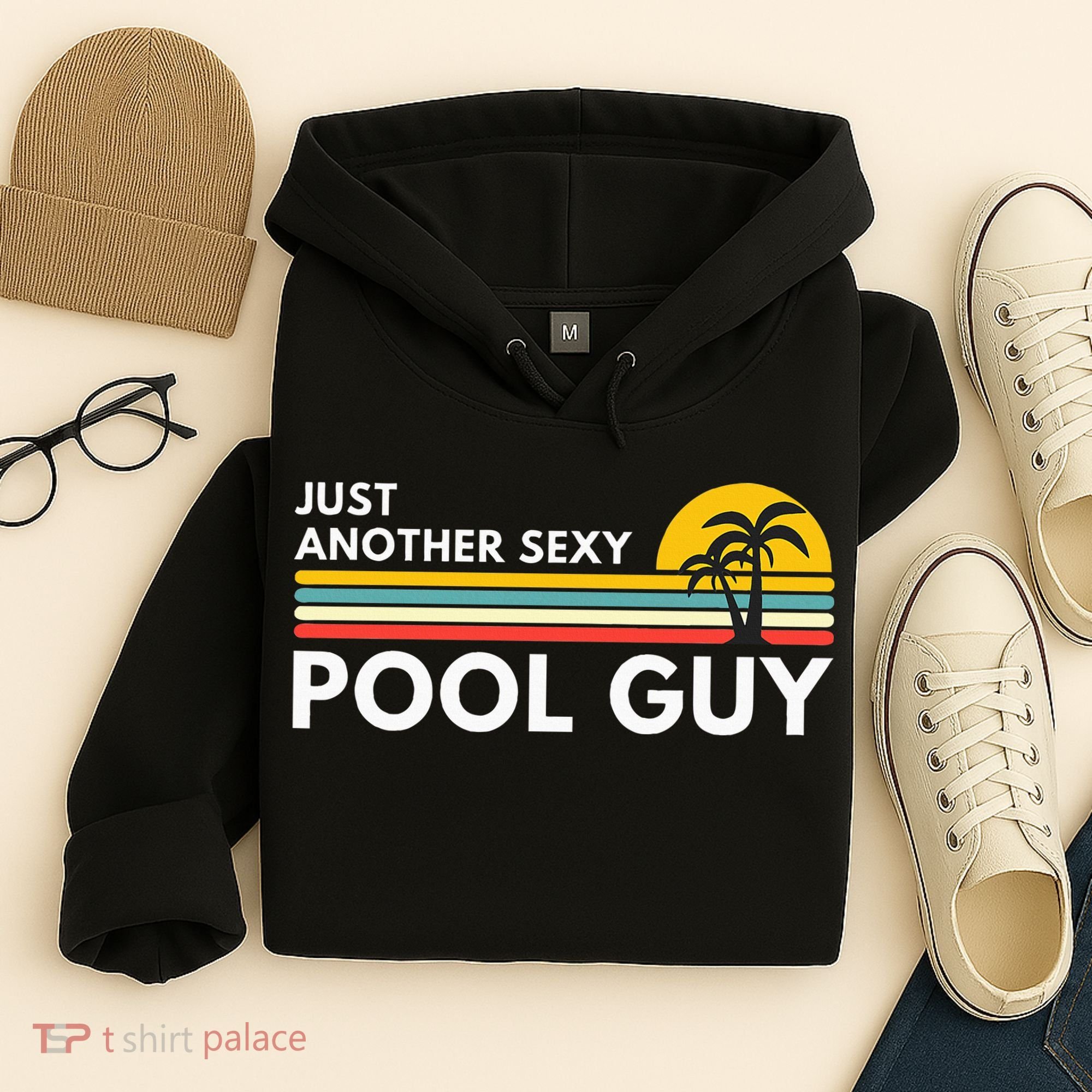 Sexy Pool Guy Palm Tree Hoodie