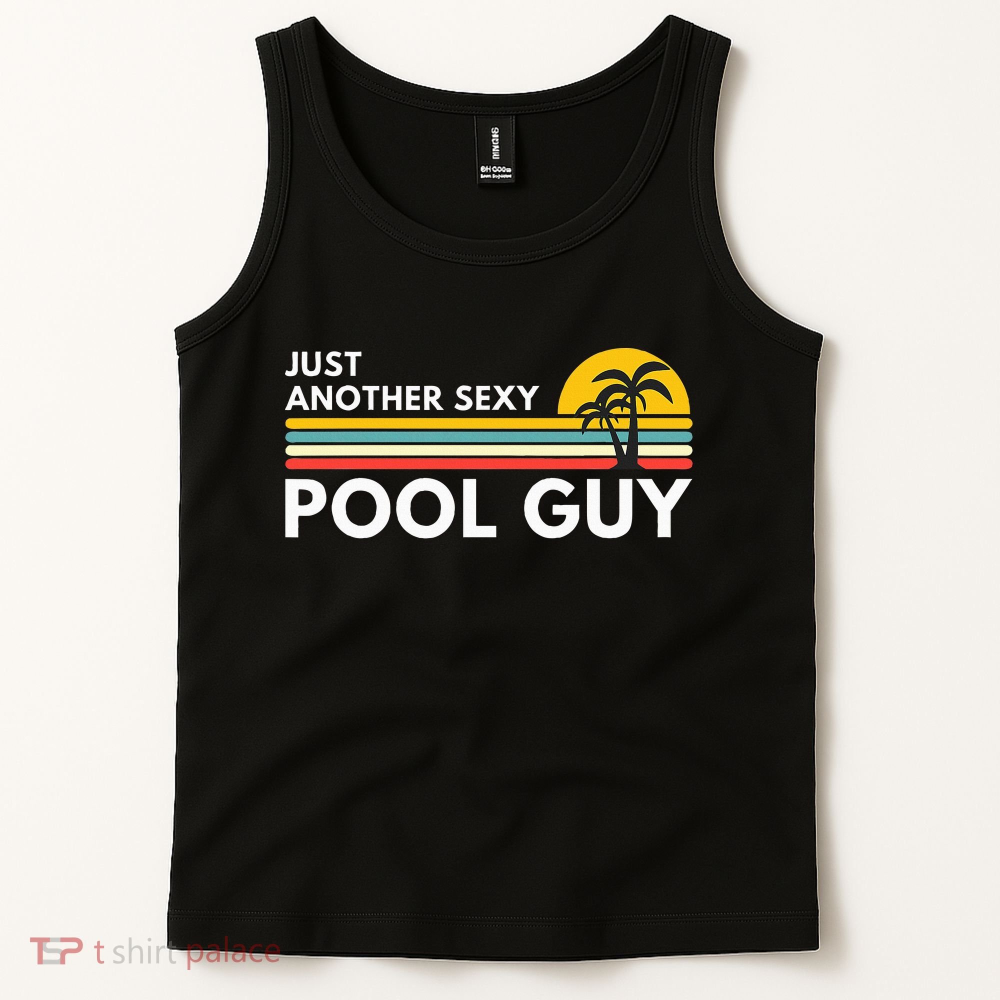 Sexy Pool Guy Palm Tree Tank Top