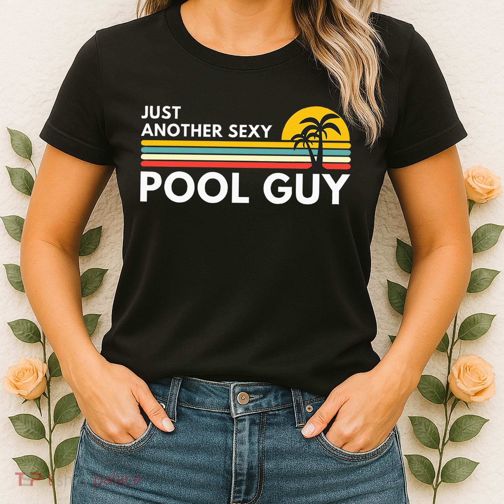 Sexy Pool Guy Palm Tree Women's T-Shirt