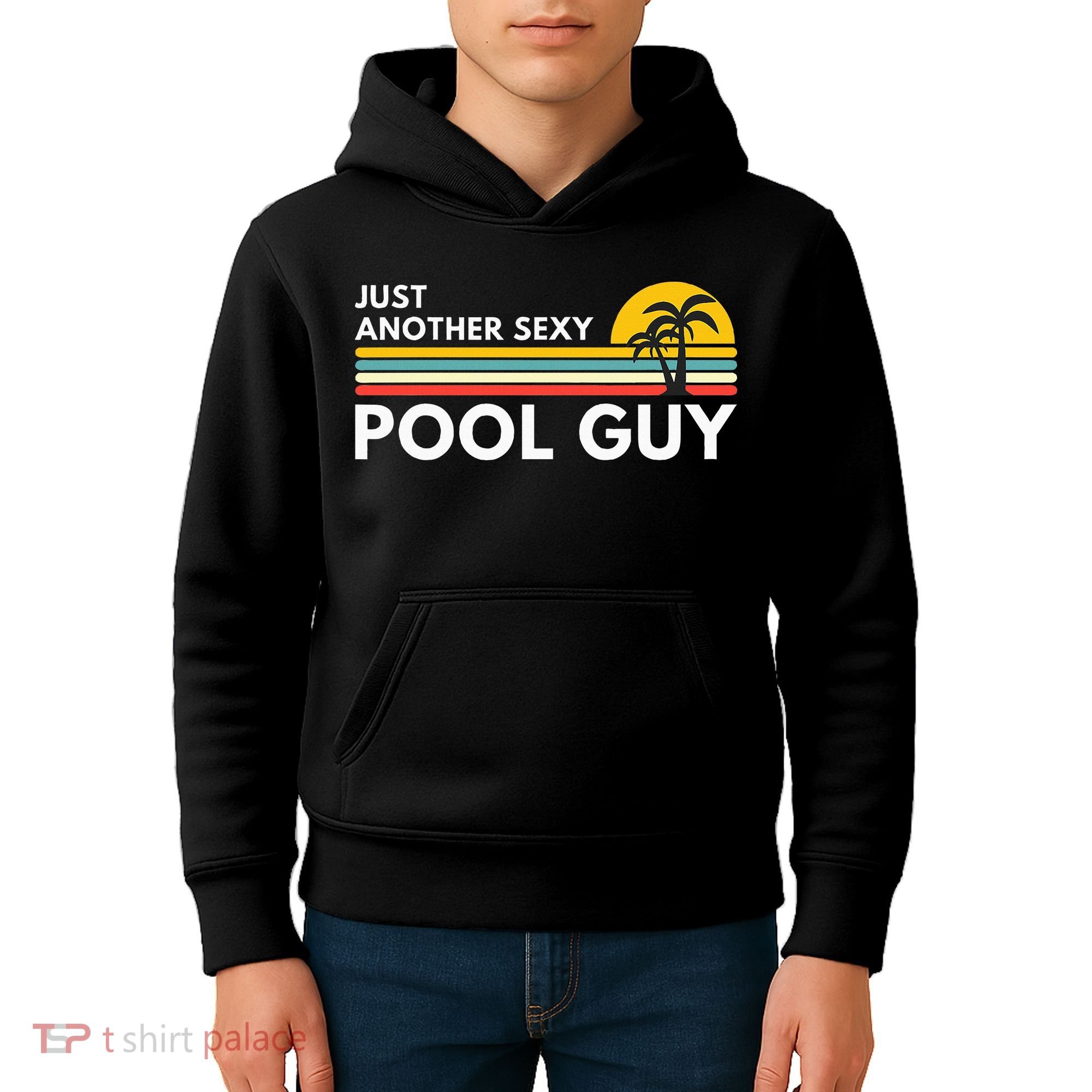 Sexy Pool Guy Palm Tree Kids Hoodie