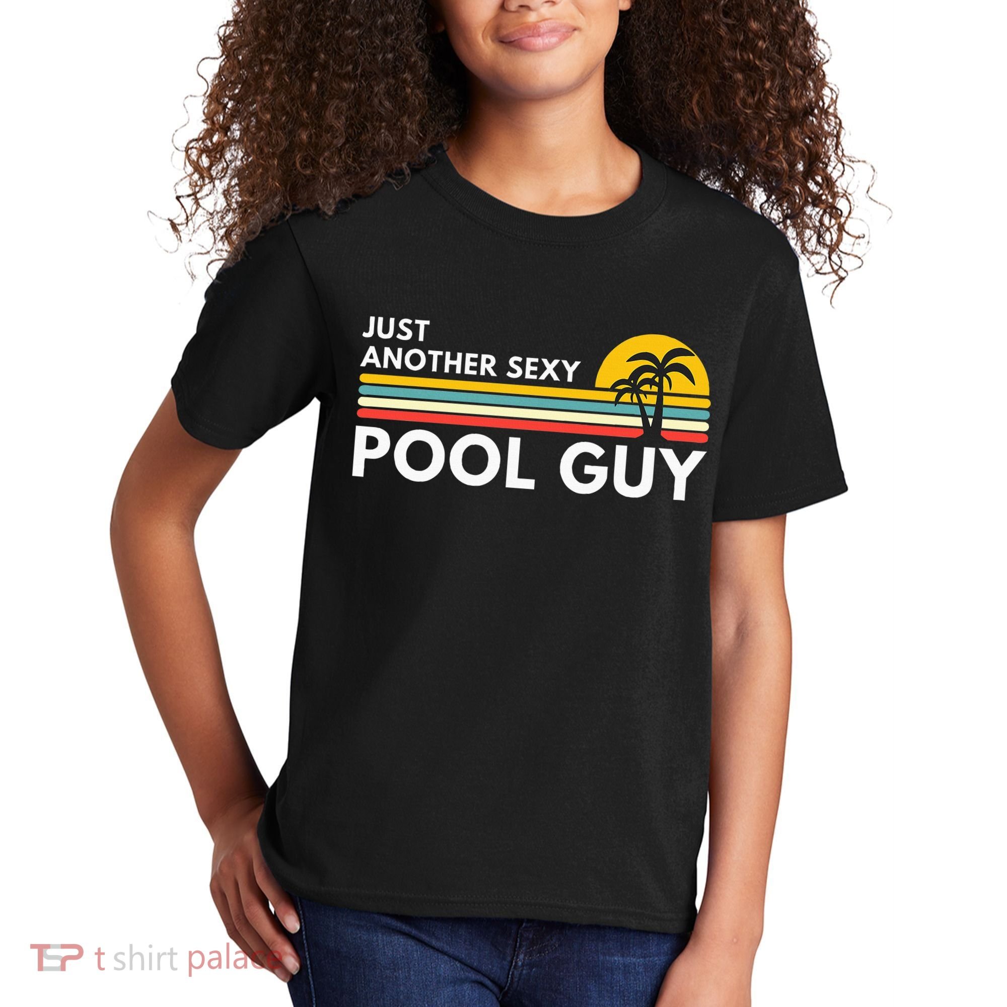 Sexy Pool Guy Palm Tree Kids T-Shirt
