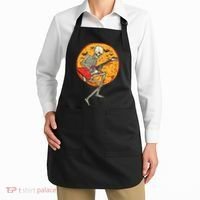 Skeleton Playing Guitar Rock Moon Halloween Music Apron thumb 2