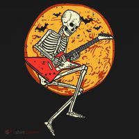 Skeleton Playing Guitar Rock Moon Halloween Music Apron thumb 3