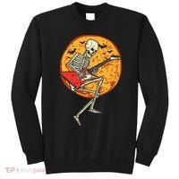 Skeleton Playing Guitar Rock Moon Halloween Music Sweatshirt thumb 0