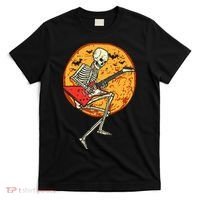 Skeleton Playing Guitar Rock Moon Halloween Music T-Shirt thumb 0