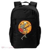 Skeleton Playing Guitar Rock Moon Halloween Music Backpack thumb 0