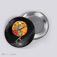 Skeleton Playing Guitar Rock Moon Halloween Music Button thumb 0